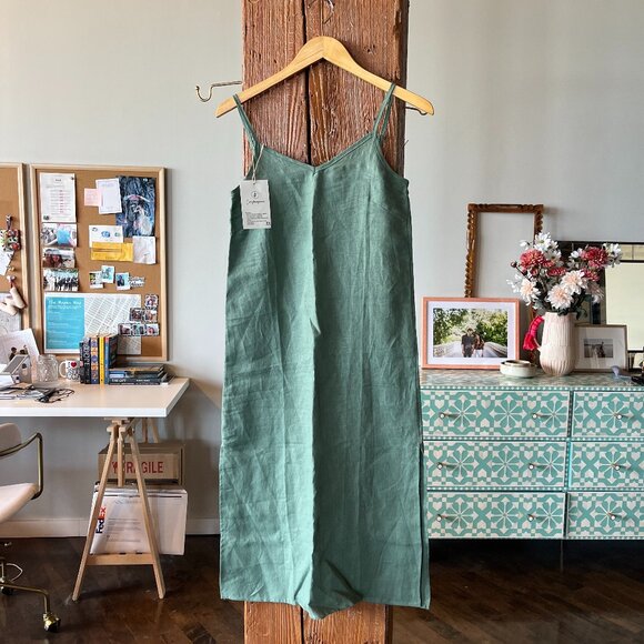 Moss green linen dress - NWT - Size XS - Picture 1 of 3